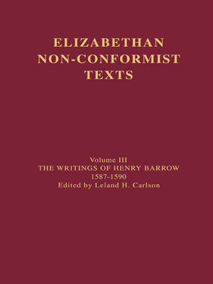 cover image of The Writings of Henry Barrow, 1587-1590